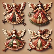 4PCS Vintage Angel Wooden